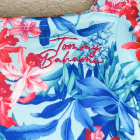 Tommy Bahama Girls Tropical Floral Print Tiered Dress Blue Pink Size 6 - Picture 3 of 7